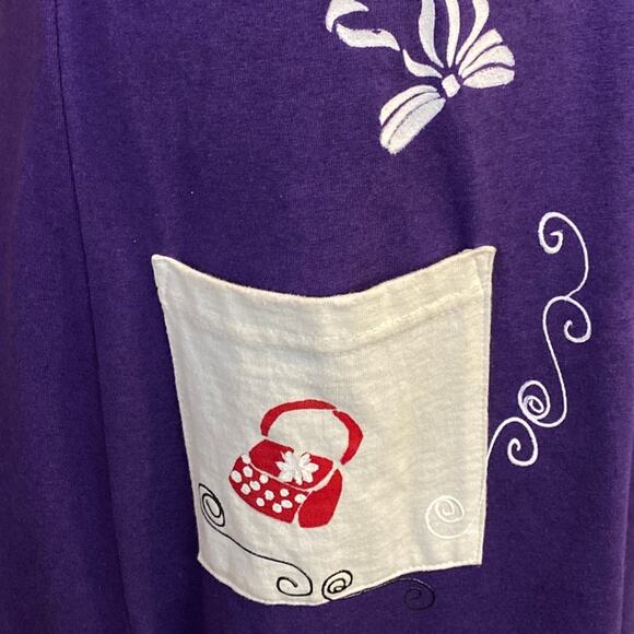 Red Hat Society Purple Dress Large Center Pocket Size S Embellished Wearable Art - Picture 6 of 15